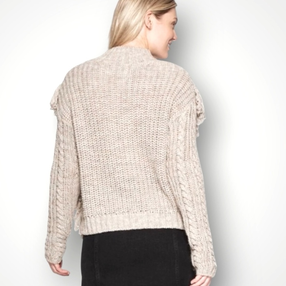 Universal Thread Chunky Cable Knit Fringe Mock Neck Western Style Sweater Size M - Picture 7 of 9